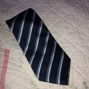 Enrico Coveri. Handmade Blue and white Silk Striped Tie